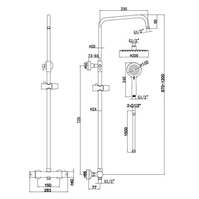 Spey Series 2 Black Dual Head Thermostatic Shower Kit - Highlife Bathrooms 5 Spey Series 2 Black Dual Head Thermostatic Shower Kit - Highlife Bathrooms - Image 5