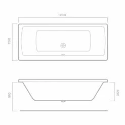 Tissino Lorenzo 1700 X 700mm Double Ended Bath -Lumibath Shop 1700x700x510 tech