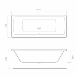 Tissino Lorenzo 1700 X 750mm Premium Reinforced Double Ended Bath -Lumibath Shop 1700x750x565 tech