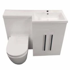 Lili 1100mm L Shape Bathroom Furniture Set - 2 Door - Gloss White -Lumibath Shop 20210924 100600