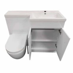 Lili 1100mm L Shape Bathroom Furniture Set - 2 Door - Gloss White -Lumibath Shop 20210924 100710
