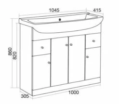 Elation Ikoma 1050mm Vanity Unit & Basin - Pearl Grey Matt -Lumibath Shop 29435 000 810 tech 1