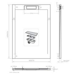 Giorgio Lux White Slate Effect Shower Tray - 900 X 900 - Concealed Waste -Lumibath Shop 45 7102 Tech 3
