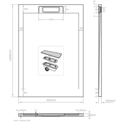 Giorgio Lux Grey Slate Effect Shower Tray - 1200 X 900 - Concealed Waste -Lumibath Shop 45 7103 tech