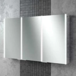 HIB Xenon 120 LED Aluminium Triple Mirror Cabinet