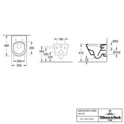 Villeroy & Boch Architectura Washdown Compact Rimless Wall Mounted Toilet -Lumibath Shop 4687R001 tech 1