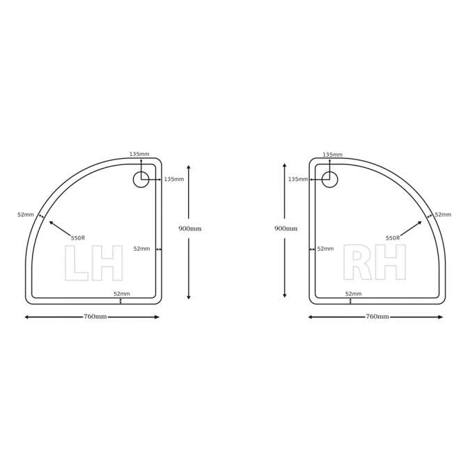 Roman Offset Quadrant Shower Tray - 900 X 760 2 Roman Offset Quadrant Shower Tray - 900 X 760 - Image 2