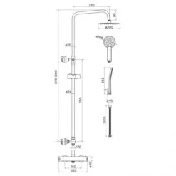 Niagara Equate Round Nickel Thermostatic Dual Head Shower Set 5 Niagara Equate Round Nickel Thermostatic Dual Head Shower Set -Lumibath Shop 9301 spec