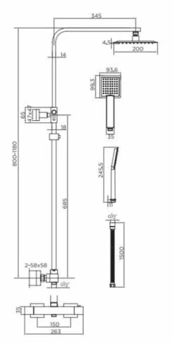 Niagara Observa Chrome Square Twin Shower Head Set -Lumibath Shop 9302BL TECH