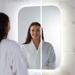 Aurora Back-lit LED Bathroom Mirror With Shaver Socket - 500 X 700mm -Lumibath Shop AURA SPLIT rd 2