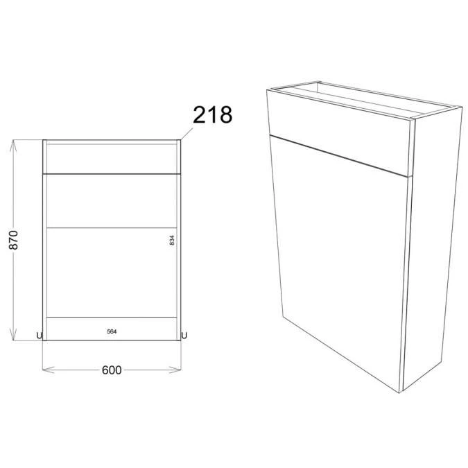 Abacot 600mm Slim Toilet Unit - White Gloss 2 Abacot 600mm Slim Toilet Unit - White Gloss - Image 2