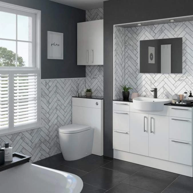 Abacot 300mm 2 Door Tall Unit - White Gloss 2 Abacot 300mm 2 Door Tall Unit - White Gloss - Image 2