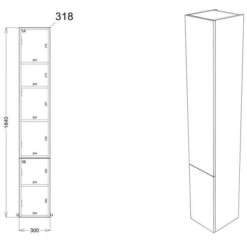 Abacot 300mm 2 Door Tall Unit - White Gloss 5 Abacot 300mm 2 Door Tall Unit - White Gloss -Lumibath Shop Abacot Tall Unit Sizes 2