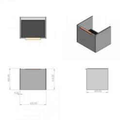 Abacus S3 Linea Concepts Wall Hung Vanity Unit 550mm - Halifax Oak 7 Abacus S3 Linea Concepts Wall Hung Vanity Unit 550mm - Halifax Oak -Lumibath Shop Abacus Concepts 55cm Line drawing 3