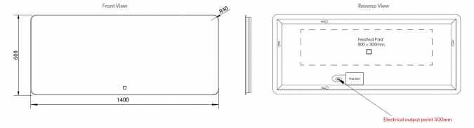 HIB Ambience 140 LED Bathroom Mirror - 600 X 1400 2 HIB Ambience 140 LED Bathroom Mirror - 600 X 1400 - Image 2