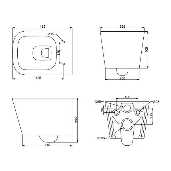 Ankam Rimless Wall Hung Toilet & Soft Close Seat 4 Ankam Rimless Wall Hung Toilet & Soft Close Seat - Image 4