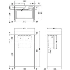 Athena Vault 2 In 1 WC & Gloss Grey Mist Vanity Unit 500mm -Lumibath Shop Athena Vault Sizes 5