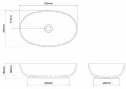 Clearwater Puro Clear Stone Countertop Basin - 550 X 350 - B13ECS -Lumibath Shop B13ECS tech