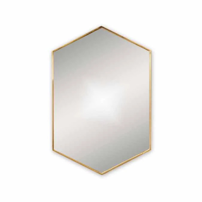 Docklands 500 X 750 Brushed Brass Hexagonal Framed Mirror - Origins Living 1 Docklands 500 X 750 Brushed Brass Hexagonal Framed Mirror - Origins Living