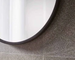 Docklands 800mm Matt Black Round Framed Mirror - Origins Living -Lumibath Shop B375530 docklands round mirror 60 black frame closeup 1