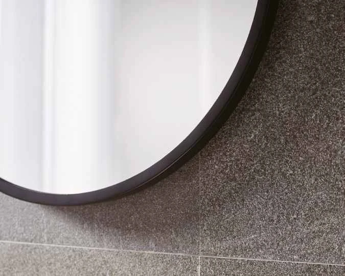 Docklands 600mm Matt Black Round Framed Mirror - Origins Living 2 Docklands 600mm Matt Black Round Framed Mirror - Origins Living - Image 2