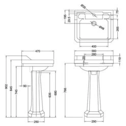 Burlington Edwardian 56cm Basin & Pedestal -Lumibath Shop B4 1TH P1 20201030 1