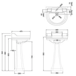Burlington Edwardian Round 56cm Basin & Regal Pedestal -Lumibath Shop B6 1TH P9 20210805