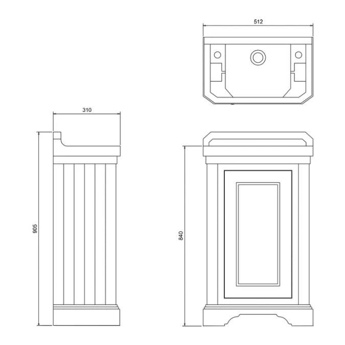 Burlington 51cm Cloakroom Vanity Unit - Blue 2 Burlington 51cm Cloakroom Vanity Unit - Blue - Image 2
