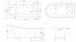 Bayswater Pembridge 1500mm Traditional Slipper Bath -Lumibath Shop BAYB104 tech 1