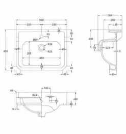 Bayswater Fitzroy 560mm 1 Tap Hole Basin & Full Pedestal -Lumibath Shop BAYC005 tech