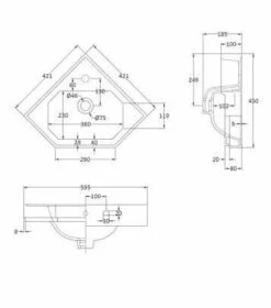 Bayswater Fitzroy Traditional Corner Basin -Lumibath Shop BAYC013 tech
