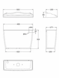 Bayswater Porchester Traditional Close Coupled Toilet - Flush Handle -Lumibath Shop BAYC107 tech