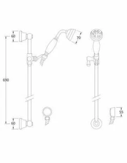 Bayswater Traditional Slider Rail Kit - White & Chrome 5 Bayswater Traditional Slider Rail Kit - White & Chrome -Lumibath Shop BAYS203 TECH 1