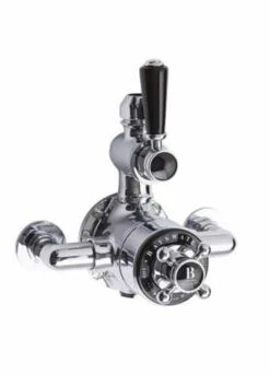 Bayswater Traditional Grand Rigid Riser Shower Kit - Black & Chrome -Lumibath Shop BAYS411 1