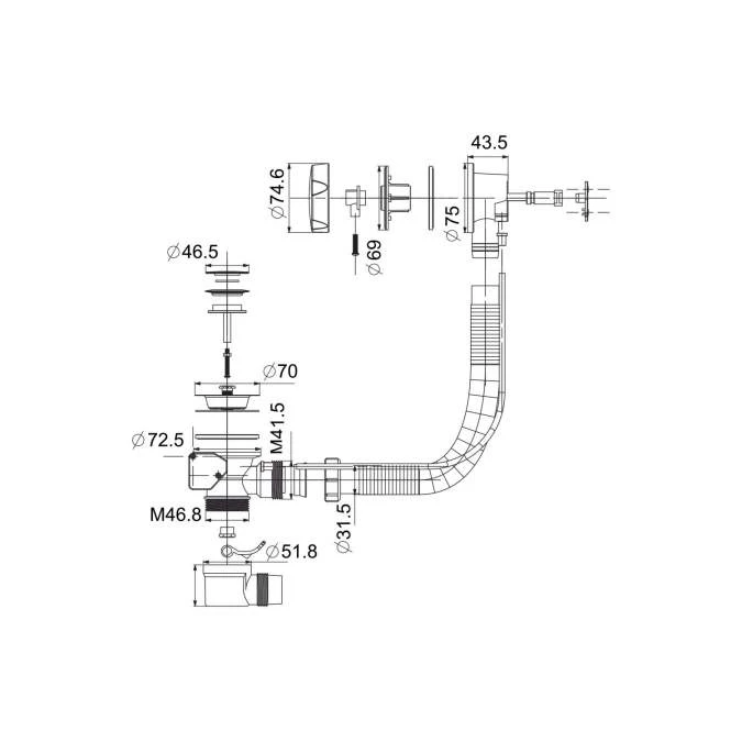 Scudo Chrome Bath Pop Up Waste & Overflow 2 Scudo Chrome Bath Pop Up Waste & Overflow - Image 2