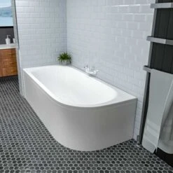 Beaufort Biscay 1600 X 725 Double Ended J Shaped Bath - Left Hand