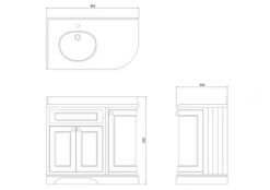 Burlington Blue Curved 3 Door Vanity Unit - Minerva Worktop - 100cm Left Hand -Lumibath Shop Burlington 100cm Curved Vanity Unit with Doors and Worktop Specification Left Hand