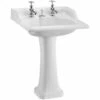 Burlington Classic 65cm Square Basin With Invisible Overflow & Pedestal
