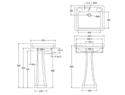 Burlington Victorian 61m Basin & Regal Pedestal -Lumibath Shop Burlington B3 P9 Victorian 56cm Basin and Regal Pedestal with Towel Rail 1TH Specification