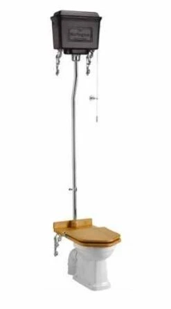 Burlington High Level WC With Black Aluminium Cistern And Fittings P2 T60 T30CHR