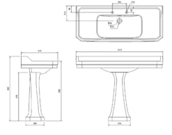 Burlington Edwardian 120cm Basin & Classic Pedestal -Lumibath Shop Burlington Edwardian 120cm Basin and Classic Pedestal 2TH Specification