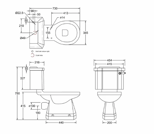 Burlington Close Coupled WC With Slimline Lever Cistern P5 C3 - Image 2