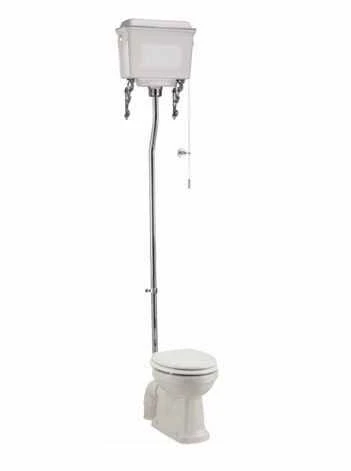 Burlington High Level WC With White Aluminium Cistern And Fittings P2 T59 T30CHR 1 Burlington High Level WC With White Aluminium Cistern And Fittings P2 T59 T30CHR