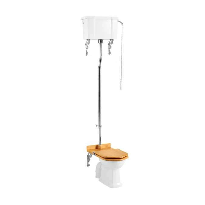 Burlington High Level WC With White Ceramic Cistern And Dual Flush Fittings P2 C5 T30CHR 1 Burlington High Level WC With White Ceramic Cistern And Dual Flush Fittings P2 C5 T30CHR