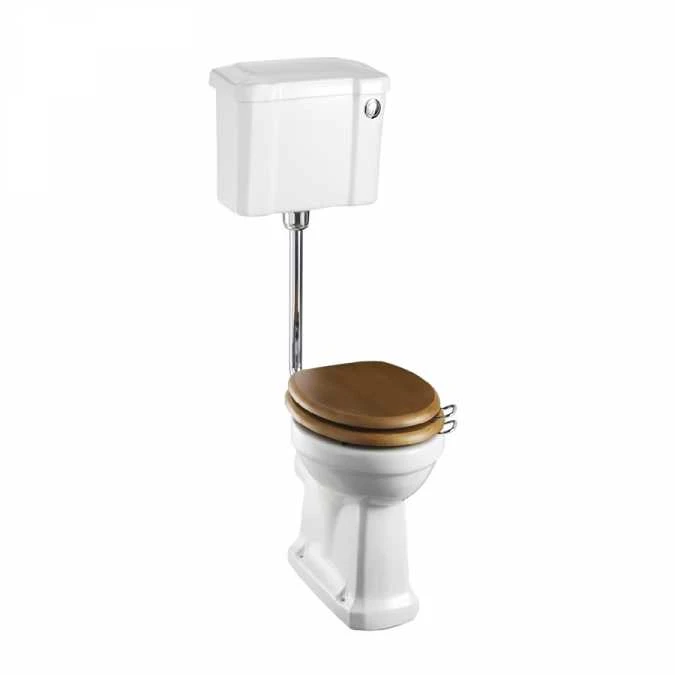 Burlington Low Level WC With Slimline White Ceramic Cistern, Push Button & Chrome Flush Pipe 1 Burlington Low Level WC With Slimline White Ceramic Cistern, Push Button & Chrome Flush Pipe