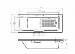 Bali 1700 X 700mm DOUBLECAST Single Ended Bath With Grips & Textured Base -Lumibath Shop DIBRP0024