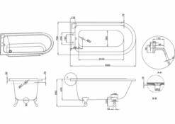Burlington Hampton - Traditional Freestanding Shower Bath - 1500 X 750mm 11 Burlington Hampton - Traditional Freestanding Shower Bath - 1500 X 750mm -Lumibath Shop E20 E10 CHR E10 WHI E10 BLA