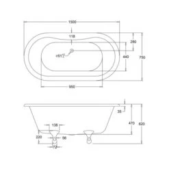 Burlington Windsor - Traditional Freestanding Bath - 1500mm -Lumibath Shop E4 E10 CHR LD