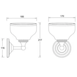 Burlington LED Bathroom Round Wall Light With Chrome Base & Opal Glass Shade - ELBL11 -Lumibath Shop ELBL11 Drawings