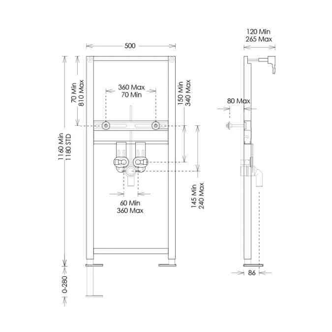 ABACUS Easi Plan 1180mm Bathroom Basin Fixing Frame 2 ABACUS Easi Plan 1180mm Bathroom Basin Fixing Frame - Image 2